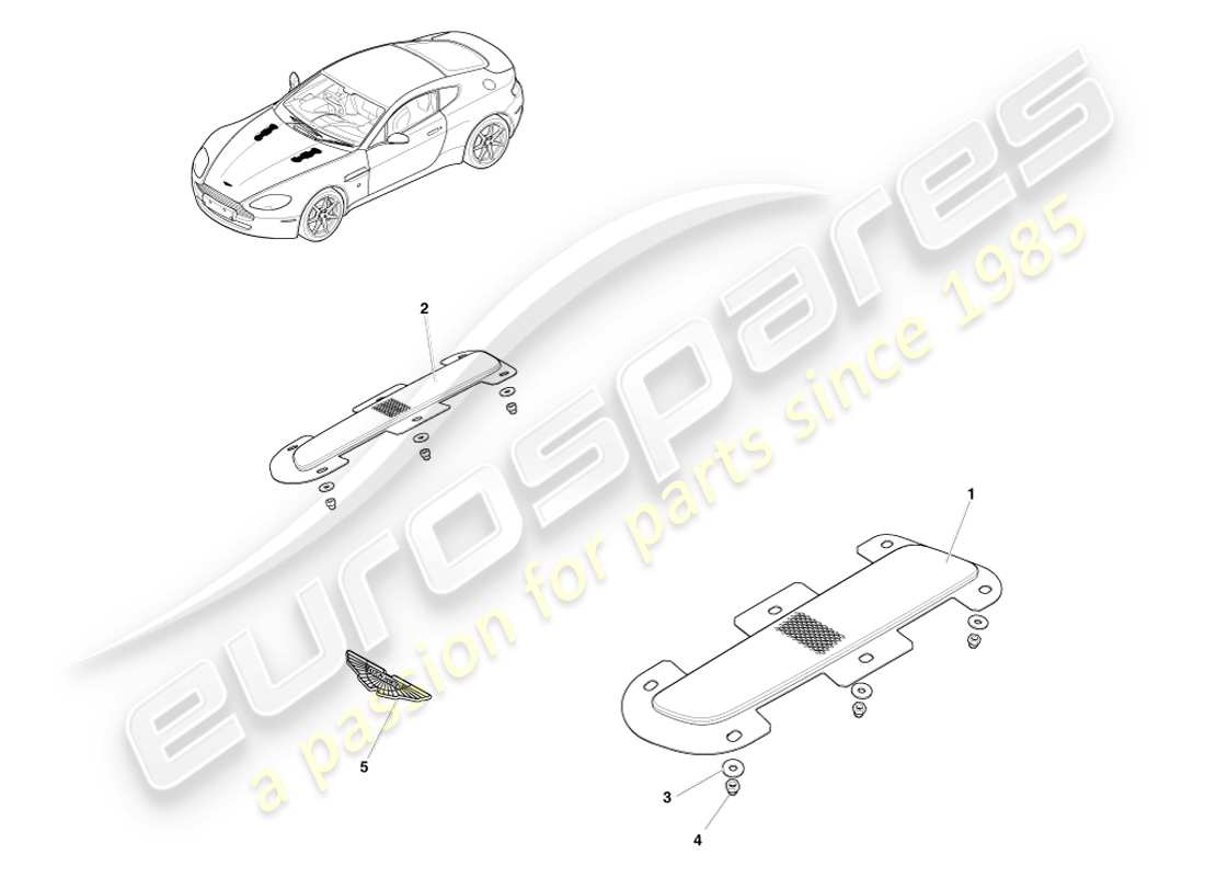 aston martin v8 vantage (2005) diagramma delle parti del rivestimento della parte anteriore