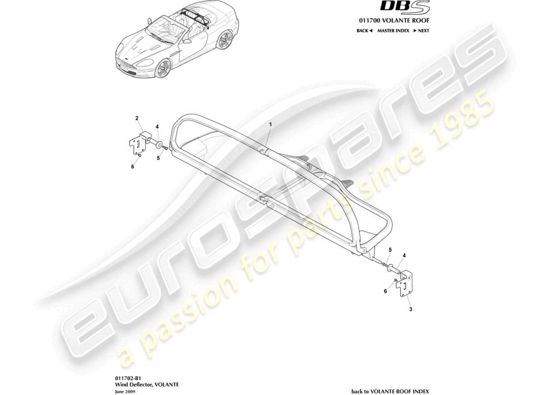 aston martin dbs (2014) windschutz teilediagramm