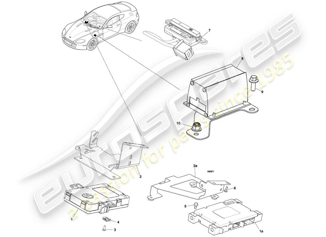 aston martin v8 vantage (2005) diagramma delle parti del sottosistema bluetooth