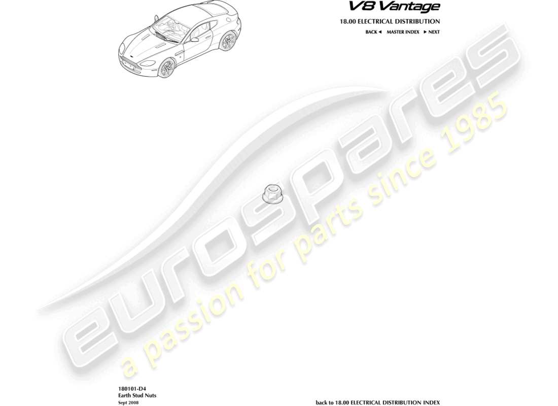 aston martin v8 vantage (2012) diagramma delle parti di perni e dadi di terra