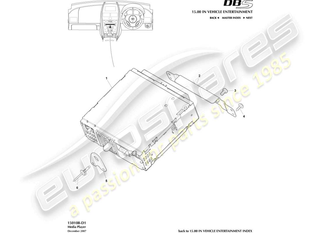aston martin dbs (2013) media player diagramma delle parti