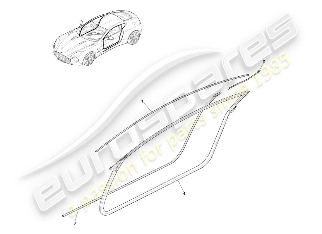 aston martin one-77 (2011) guarnizioni per l'apertura delle porte diagramma delle parti
