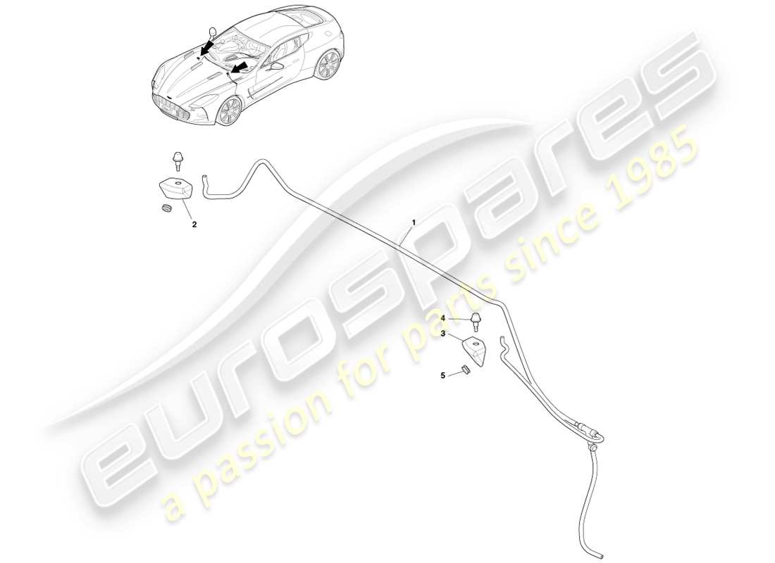 aston martin one-77 (2011) lavaggio del parabrezza diagramma delle parti