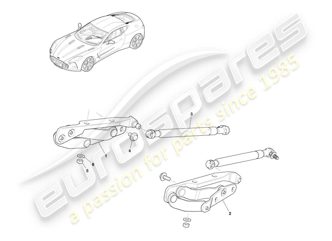 aston martin one-77 (2011) cerniera del parabrezza posteriore diagramma delle parti