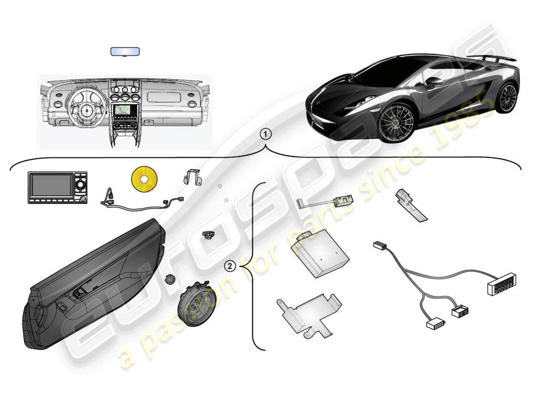 lamborghini gallardo coupe (accessories) kit di revisione diagramma delle parti