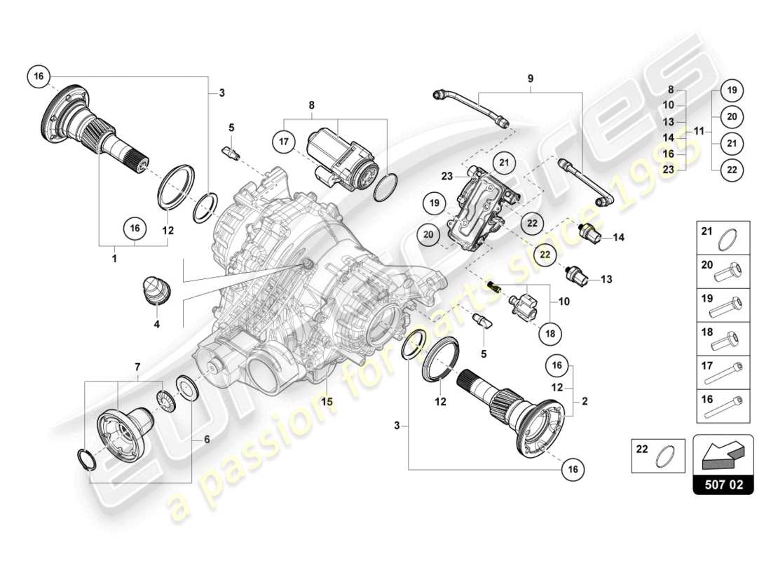lamborghini urus (2020) per differenziale assale posteriore diagramma delle parti