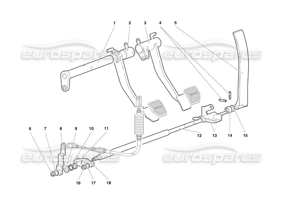 lamborghini diablo sv (1997) pedali (valido per mano destra d. - marzo 1997) diagramma delle parti