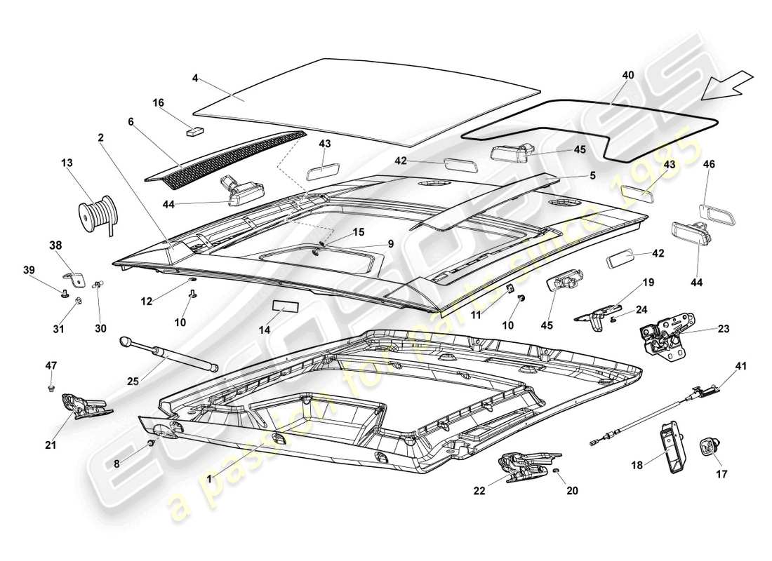 uno schema delle parti dal catalogo delle parti Lamborghini Gallardo Coupé (2004)