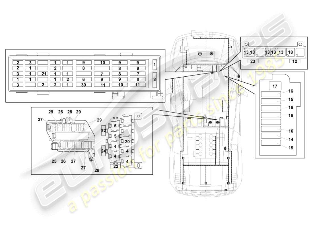 un diagramma delle parti dal catalogo delle parti lamborghini lp560-4 spider (2012)