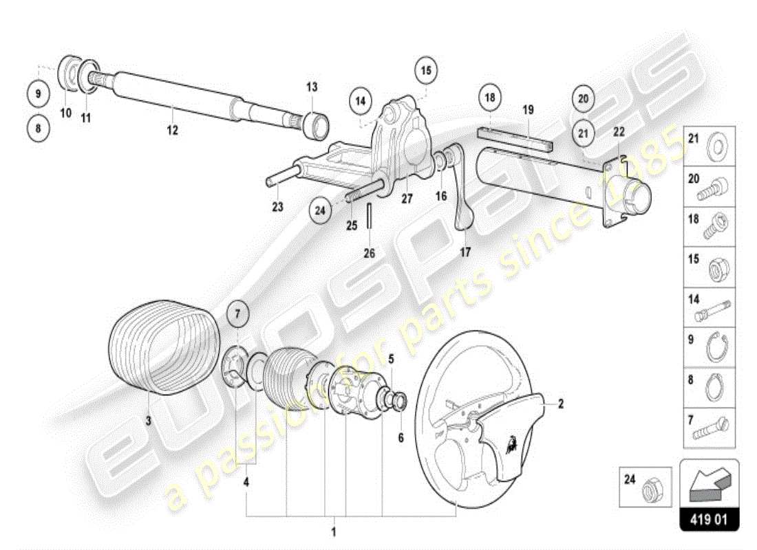 lamborghini diablo vt (1996) sistema di sterzatura diagramma delle parti
