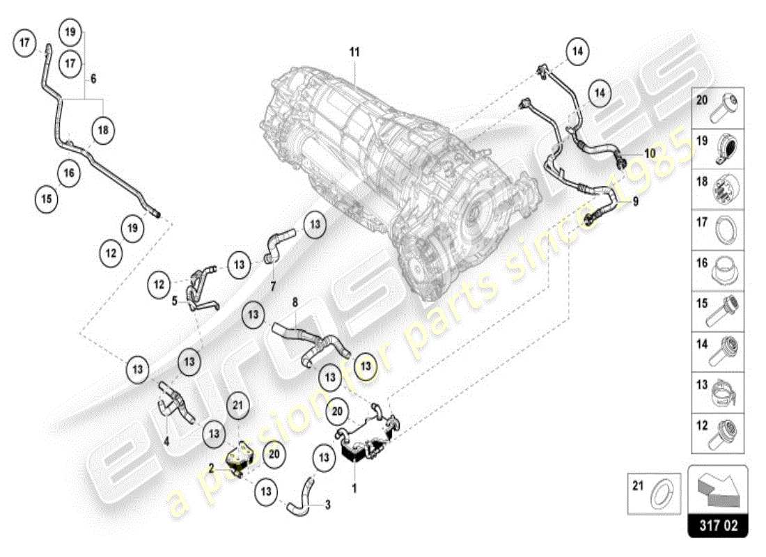 lamborghini 2025 | urus se kühlsystem für getriebeöl teilediagramm