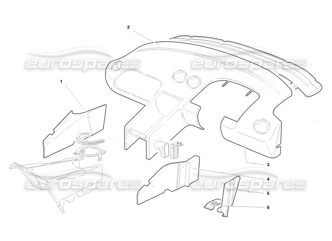 lamborghini diablo sv (1998) rifiniture dell'abitacolo (valido per gb - novembre 1998) diagramma delle parti