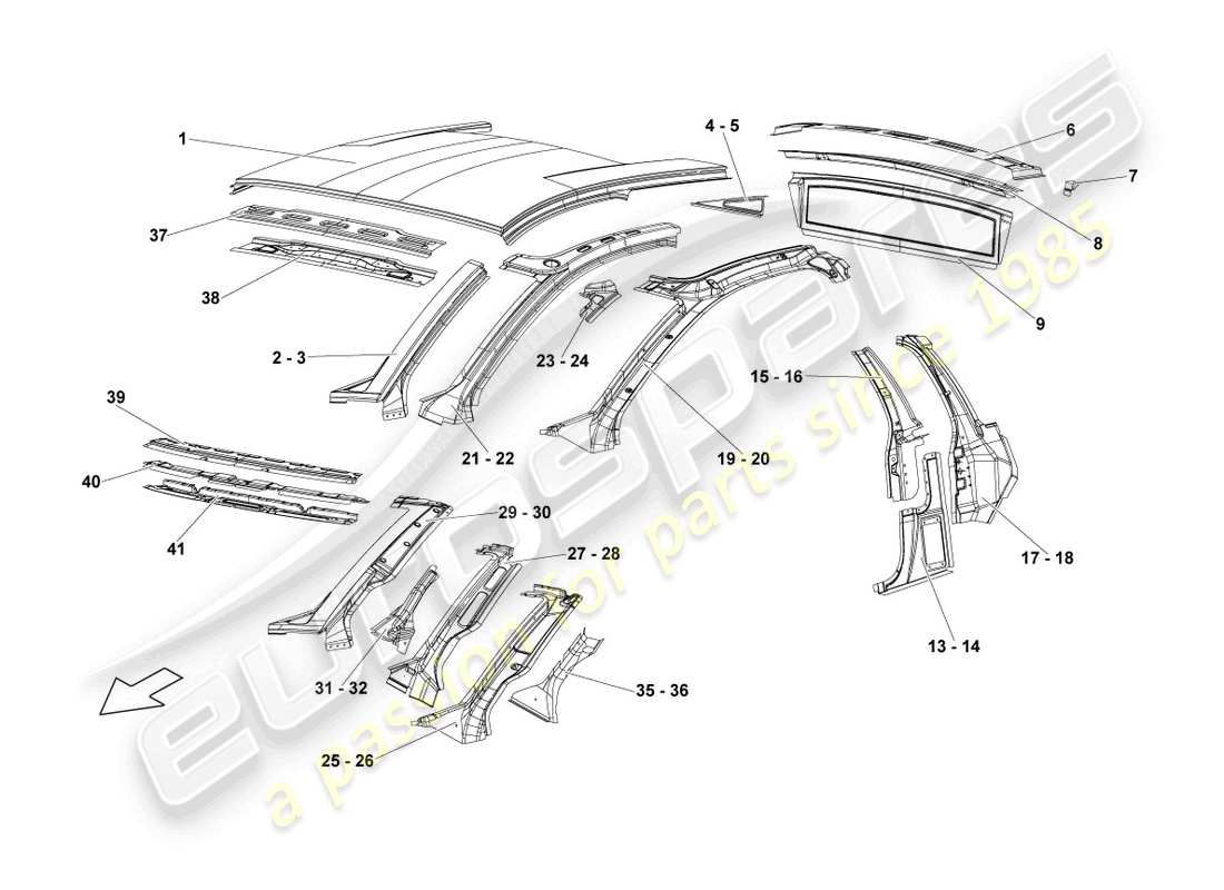 un diagramma delle parti dal catalogo delle parti lamborghini lp640 roadster (2007)