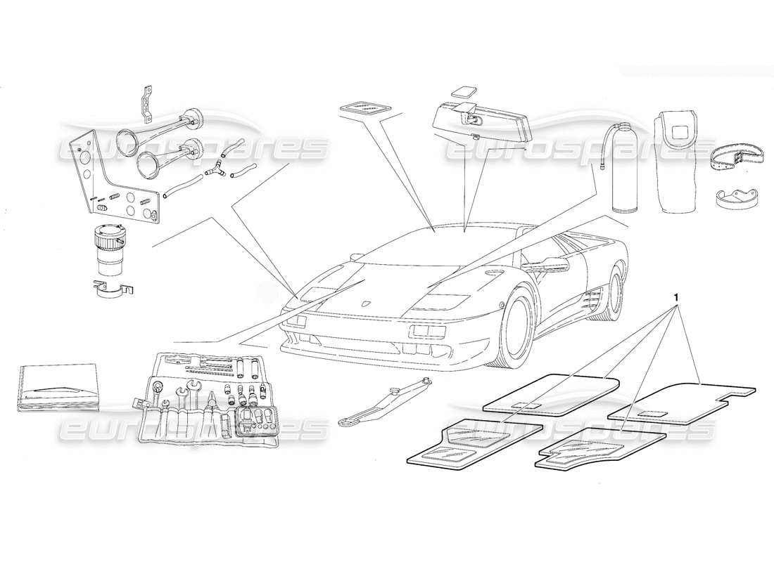 lamborghini diablo (1991) accessori (valido per la versione gb - ottobre 1991) diagramma delle parti