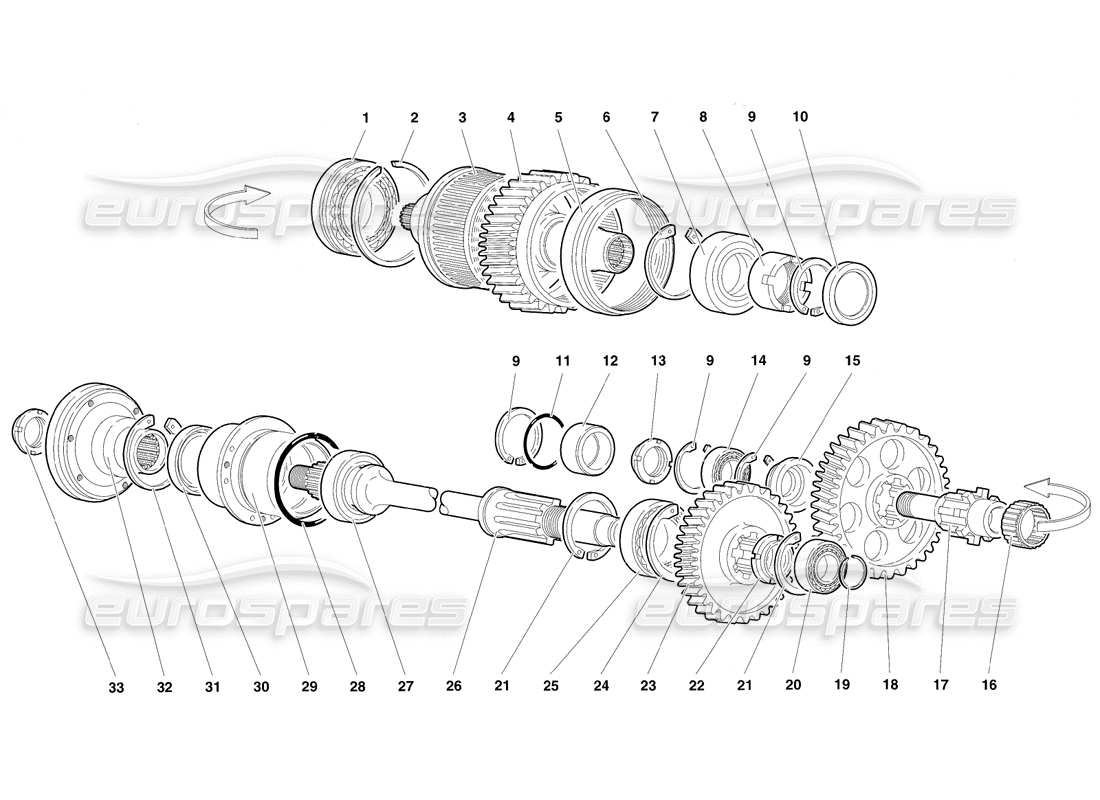 lamborghini diablo sv (1997) estremità della trasmissione a ingranaggi (valido per il canada - marzo 1997) diagramma delle parti