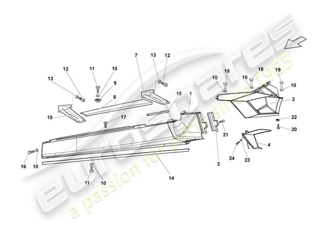 lamborghini reventon roadster membro laterale sinistro schema delle parti