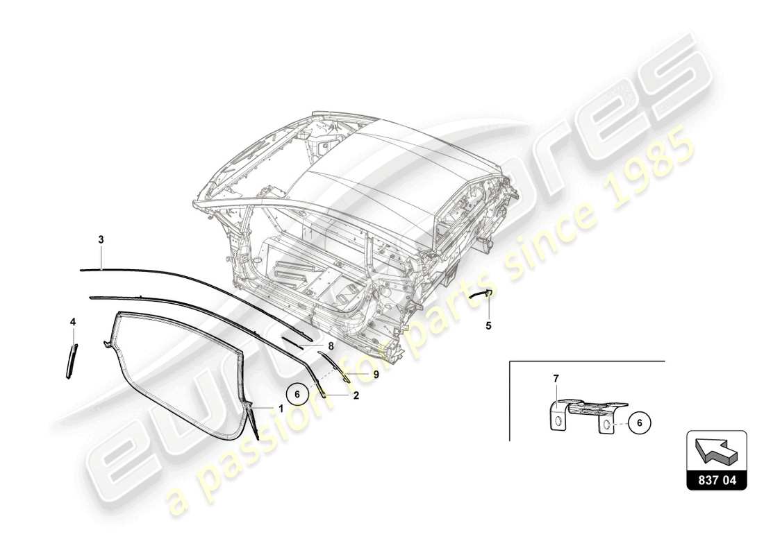 lamborghini super trofeo evo (2018) diagramma delle parti guarnizione porta