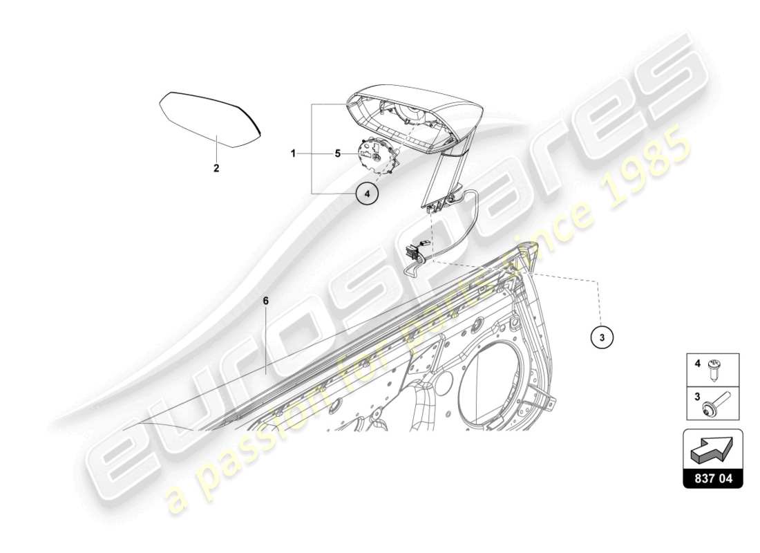 lamborghini lp770-4 svj roadster (2022) specchio esterno schema delle parti
