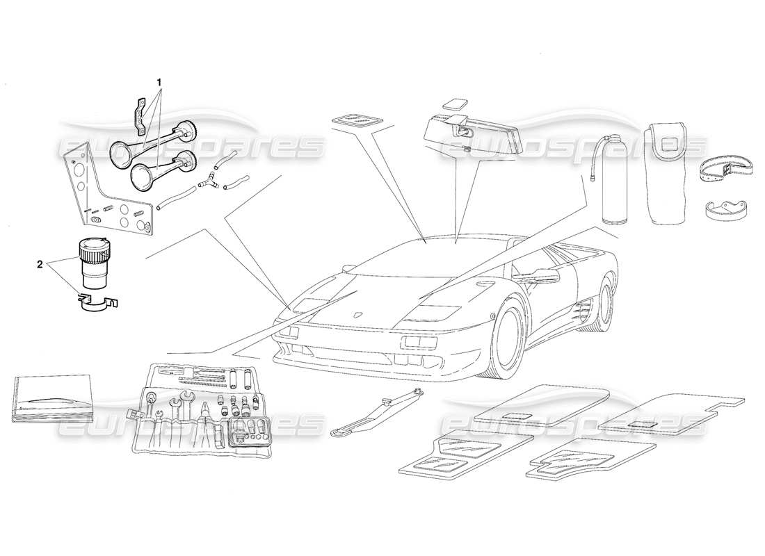 lamborghini diablo (1991) accessori (valido per la versione svizzera - ottobre 1991) diagramma delle parti