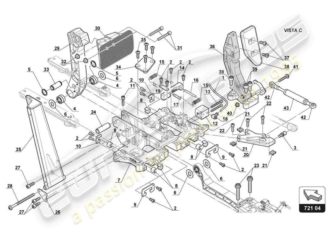 lamborghini gt3 evo (2018) meccanismo del pedale schema delle parti