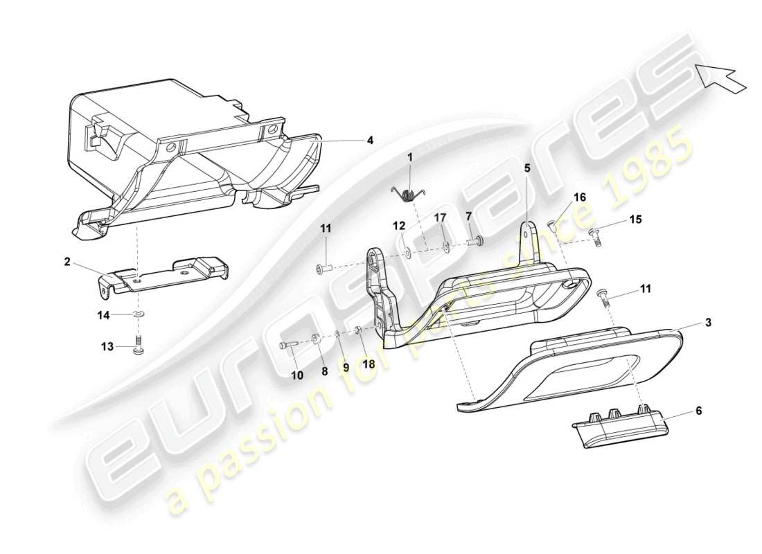 lamborghini lp550-2 spyder (2012) vano portaoggetti diagramma delle parti
