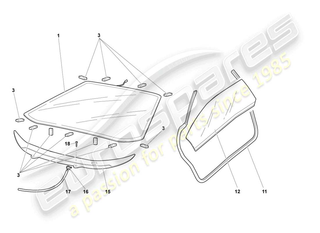 lamborghini reventon roadster vetri da finestra diagramma delle parti