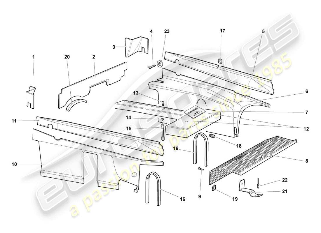 lamborghini lp640 coupe (2007) assorbitori acustici diagramma delle parti