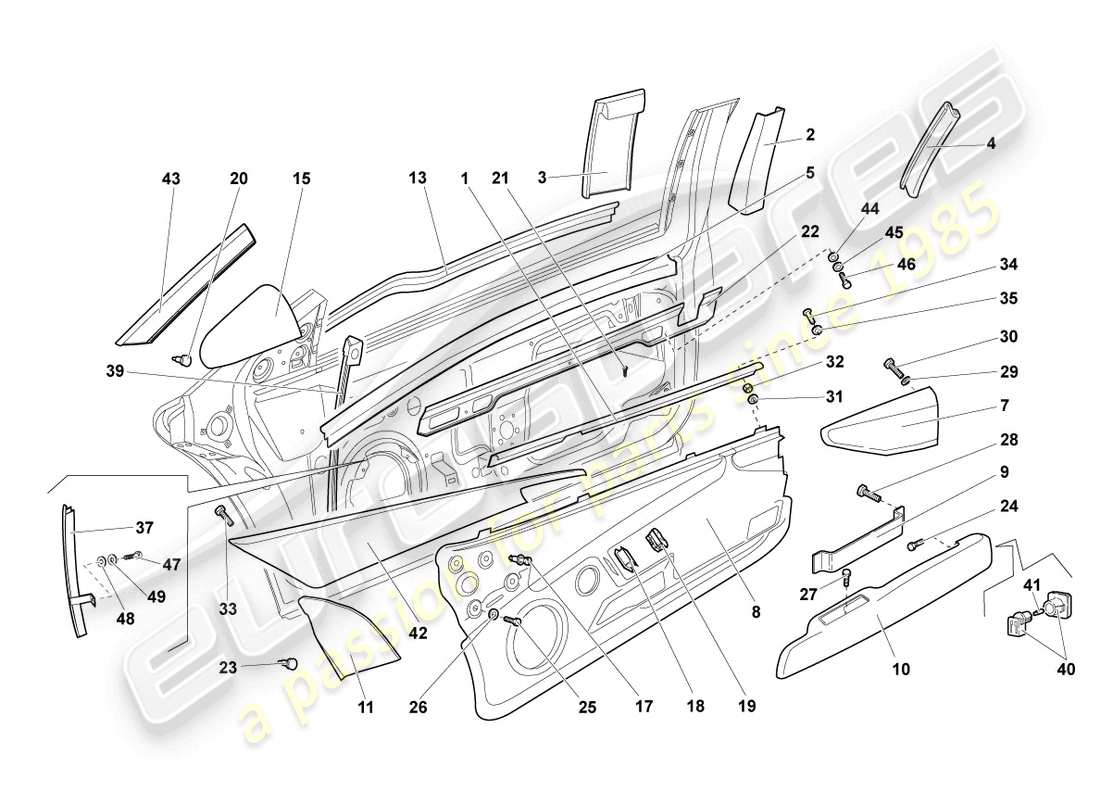 uno schema delle parti dal catalogo delle parti di Lamborghini LP640 Roadster (2007)