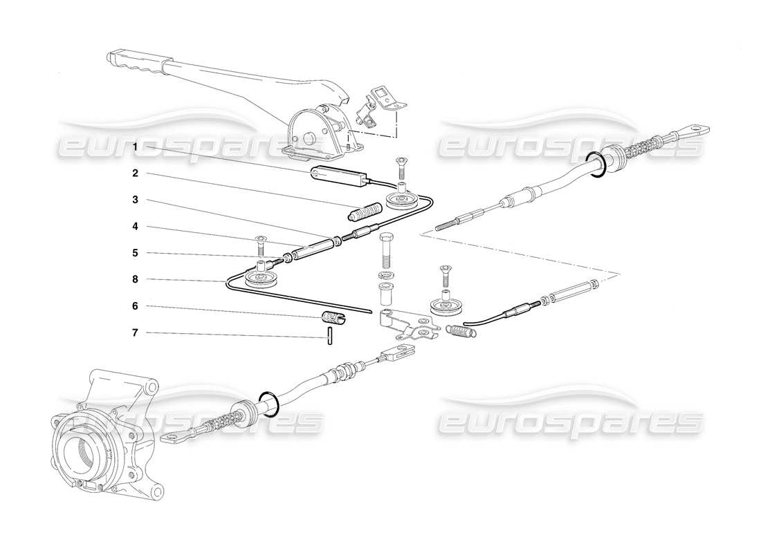 lamborghini diablo sv (1997) diagramma delle parti del freno a mano (valido per rh d. - marzo 1997).