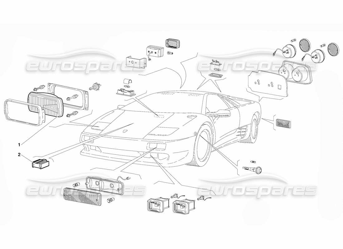 lamborghini diablo (1991) luci (valido per la versione gb - ottobre 1991) diagramma delle parti