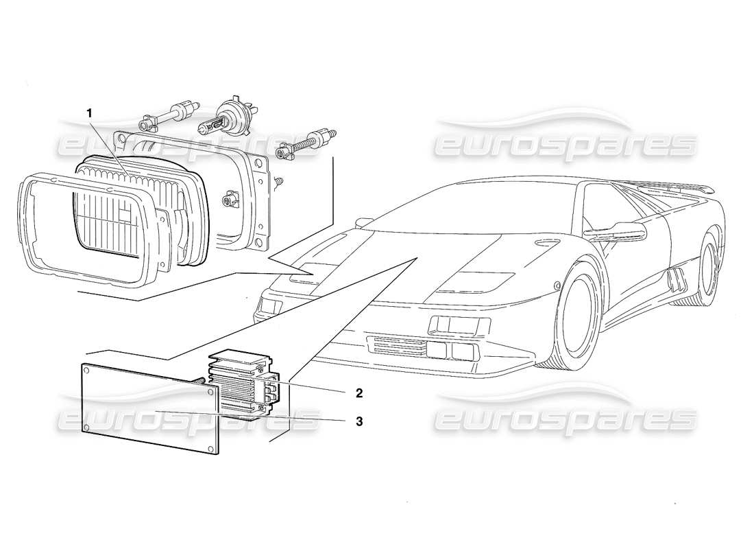 lamborghini diablo se30 (1995) luci (valido per versione rh d. - gennaio 1995) diagramma delle parti