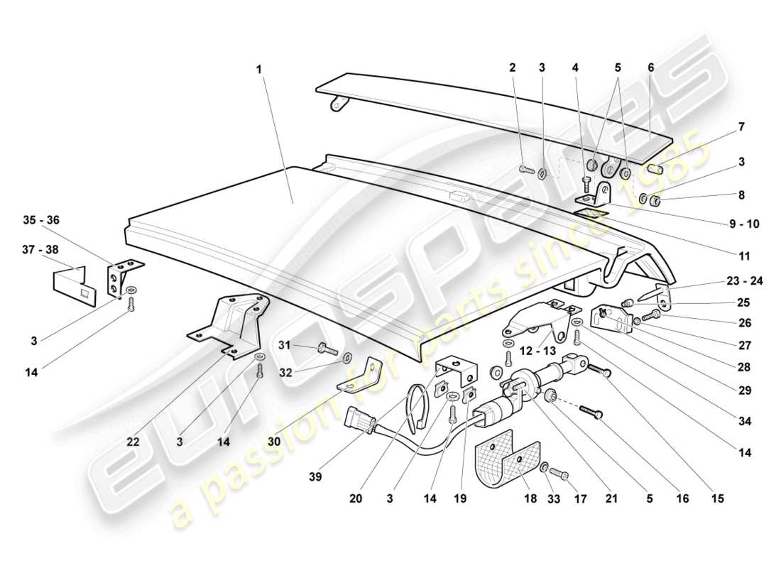 lamborghini lp640 roadster (2009) coperchio posteriore diagramma delle parti