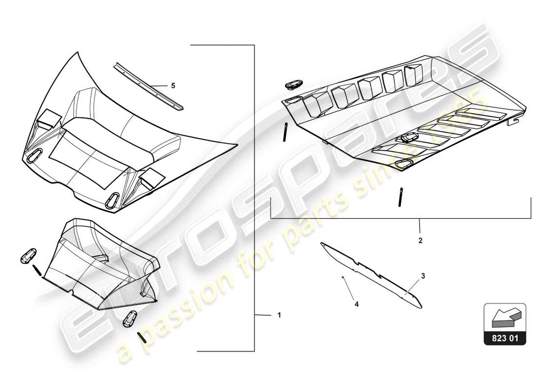 lamborghini gt3 (2017) cofani diagramma delle parti