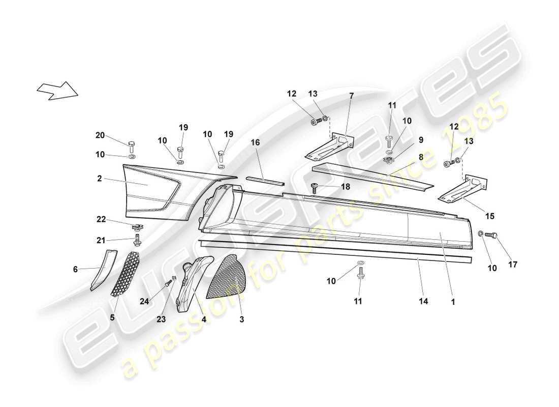 lamborghini lp640 coupe (2007) lato lato destro diagramma delle parti