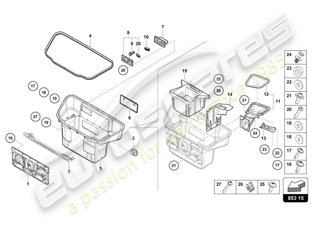 lamborghini sto (2022) fodera vano bagagli diagramma delle parti
