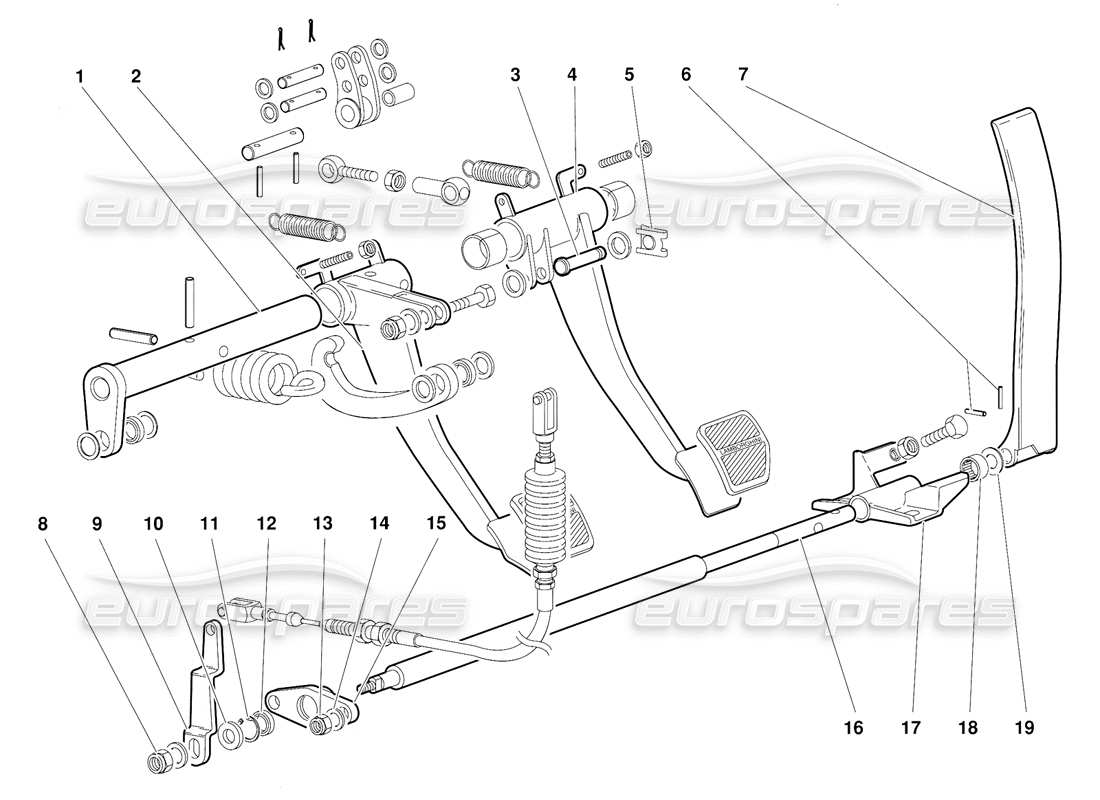 lamborghini diablo (1991) pedali (valido per la versione australiana - ottobre 1991) diagramma delle parti