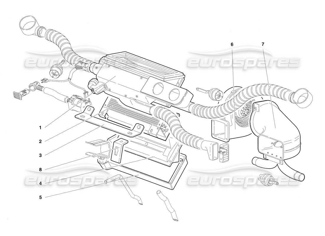 lamborghini diablo sv (1997) diagramma delle parti del controllo climatico (valido per rh d. - marzo 1997).