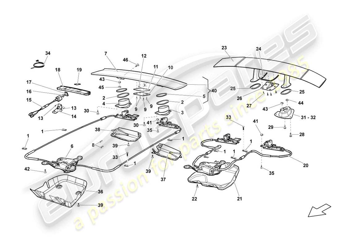 lamborghini lp560-4 coupe (2012) spoiler per coperchio posteriore diagramma delle parti