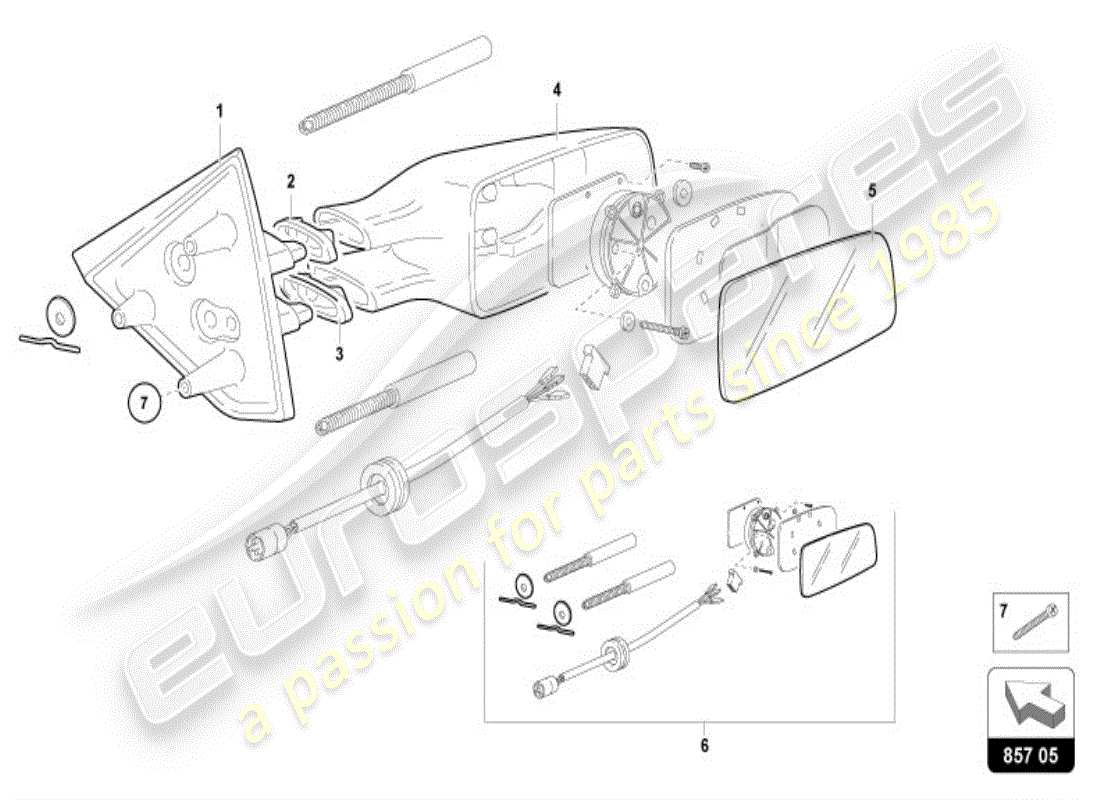 lamborghini diablo vt (1995) specchio esterno diagramma delle parti