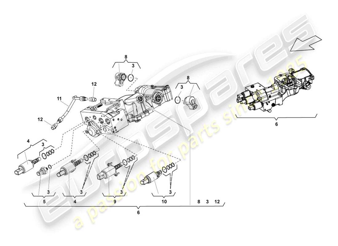 un diagramma delle parti dal catalogo delle parti lamborghini lp560-4 spider (2011)