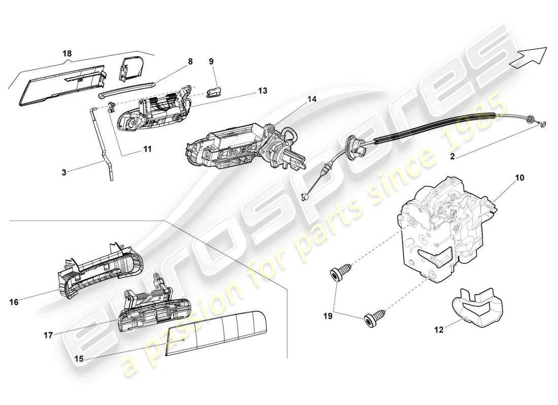 lamborghini lp560-4 spider (2010) serratura diagramma delle parti