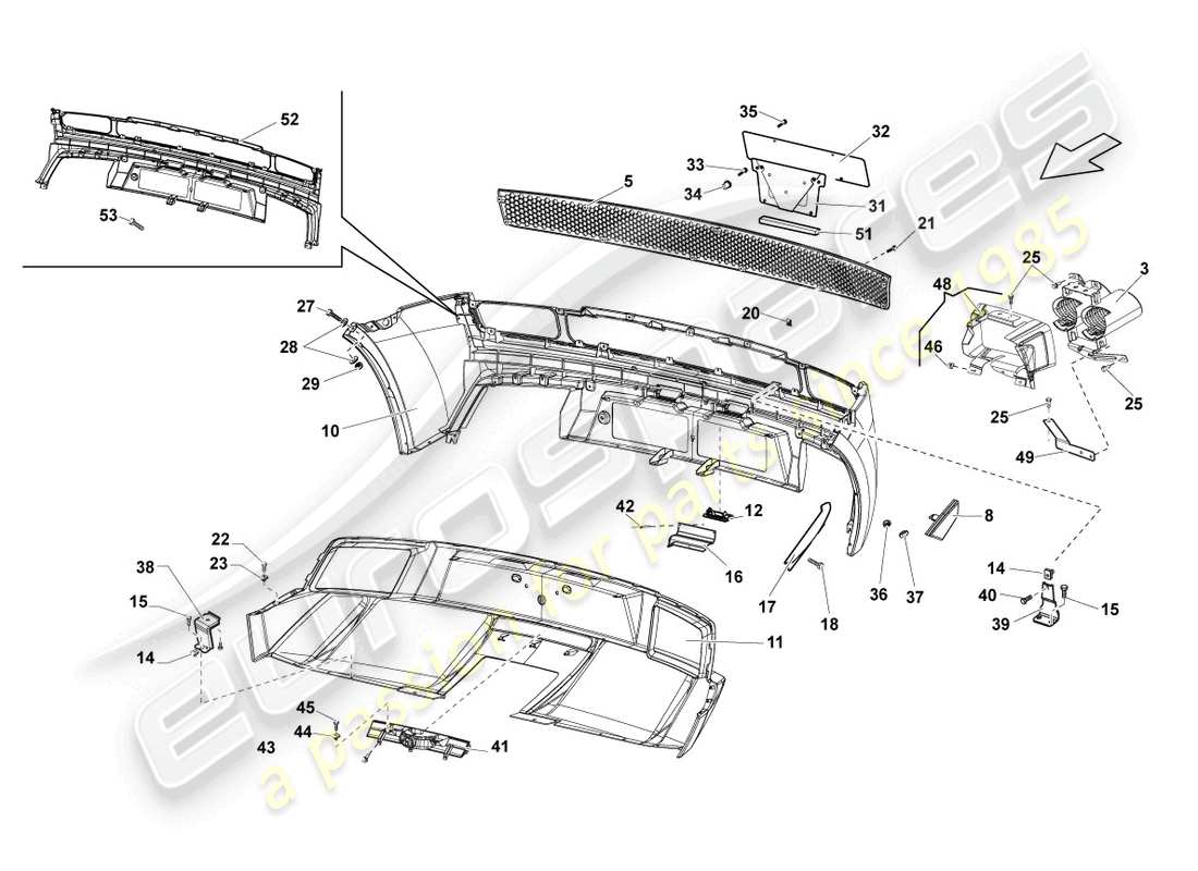 lamborghini blancpain sts (2012) schema delle parti paraurti posteriore