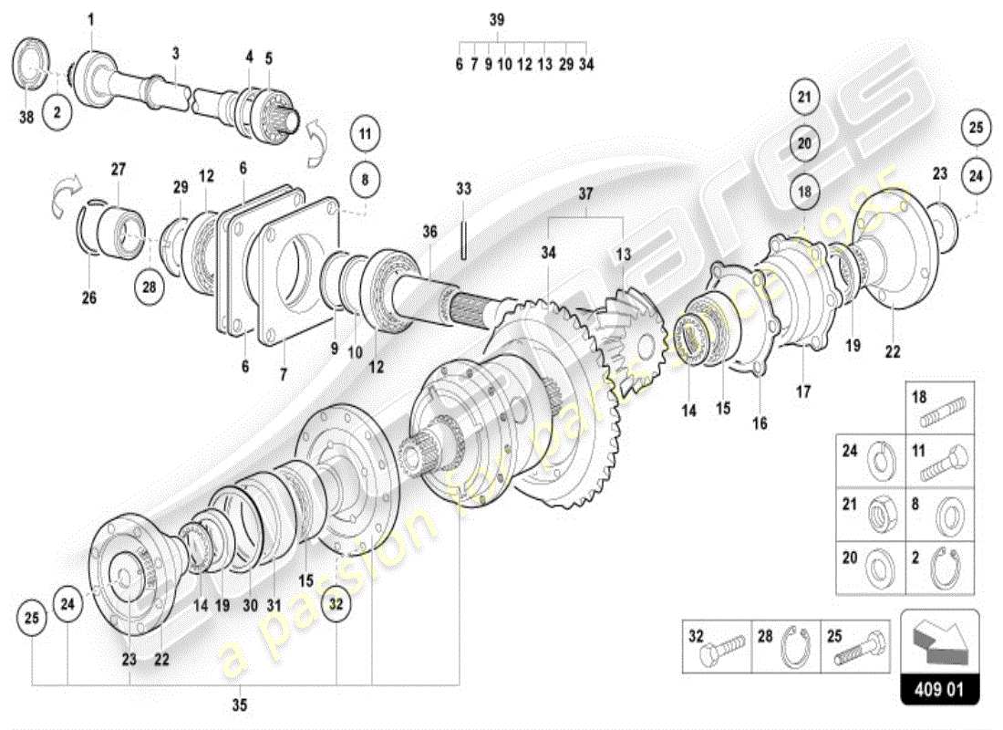 lamborghini diablo vt (1996) differenziale assale anteriore diagramma delle parti