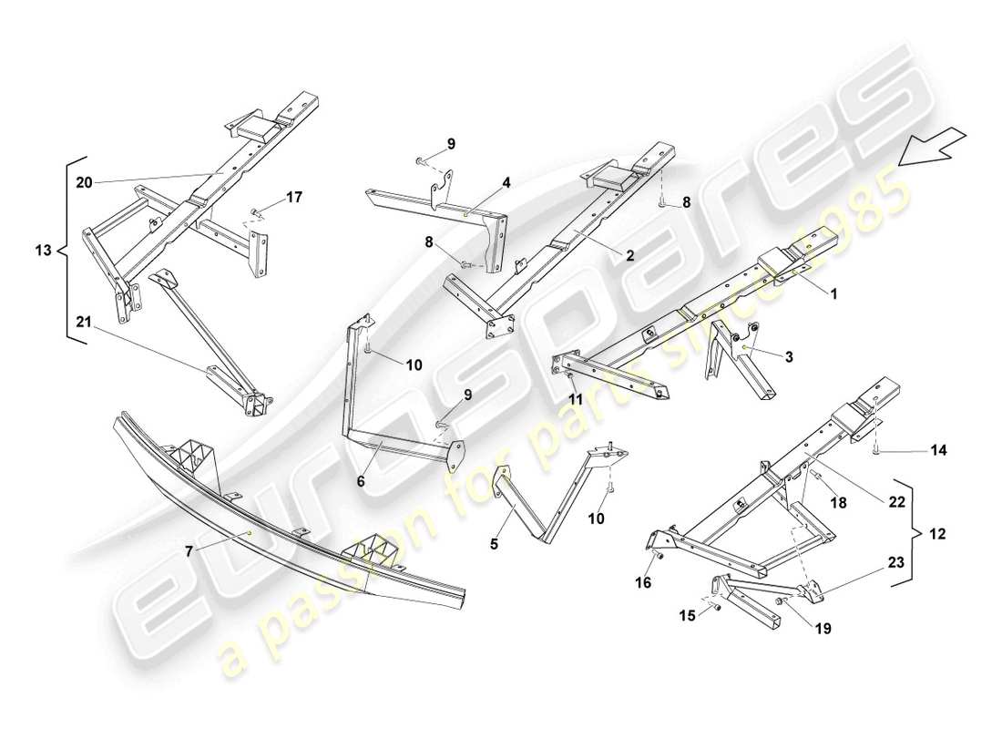 lamborghini lp560-4 spider (2013) parte anteriore della carrozzeria diagramma delle parti