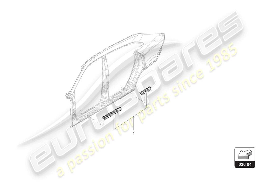 lamborghini urus performante (accessories) diagramma delle parti della piastra tacco