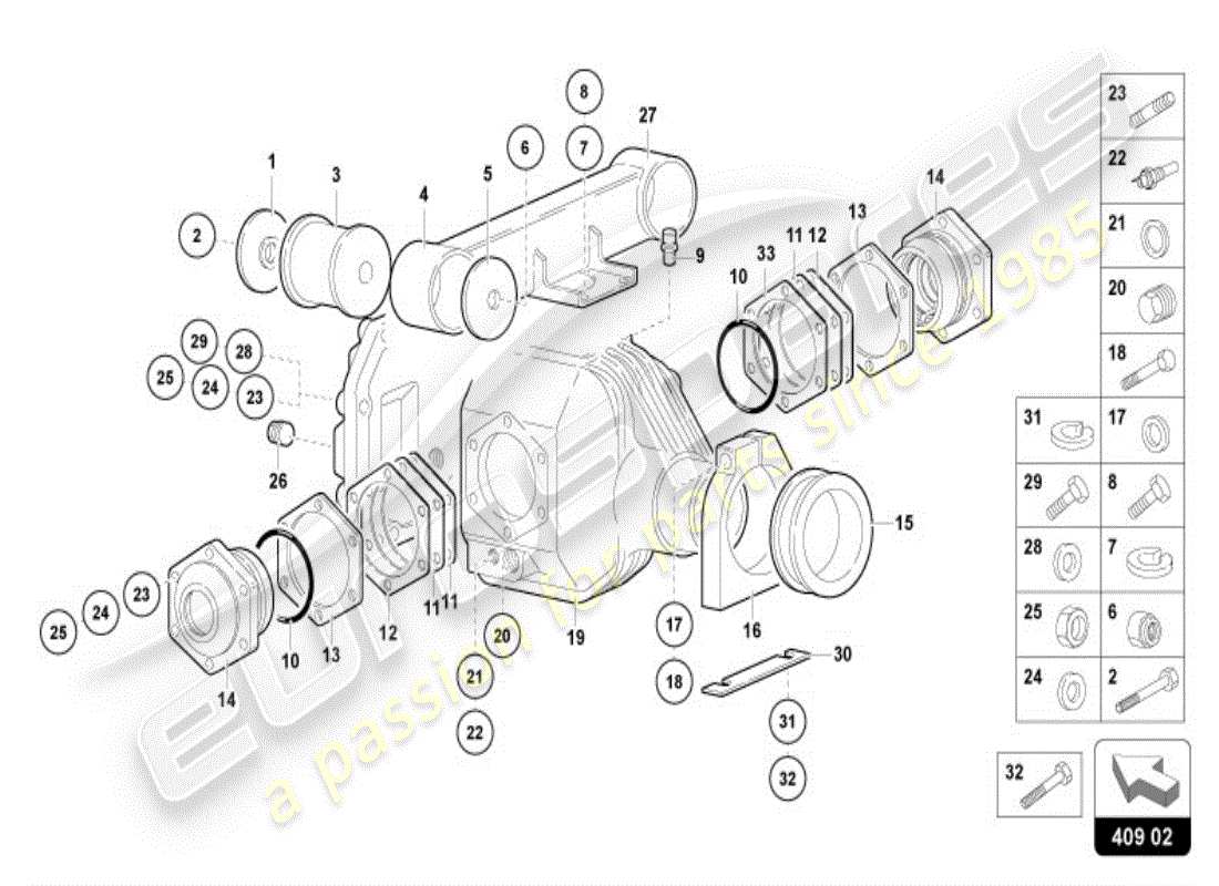 lamborghini diablo vt (1999) scatola differenziale assale anteriore diagramma delle parti