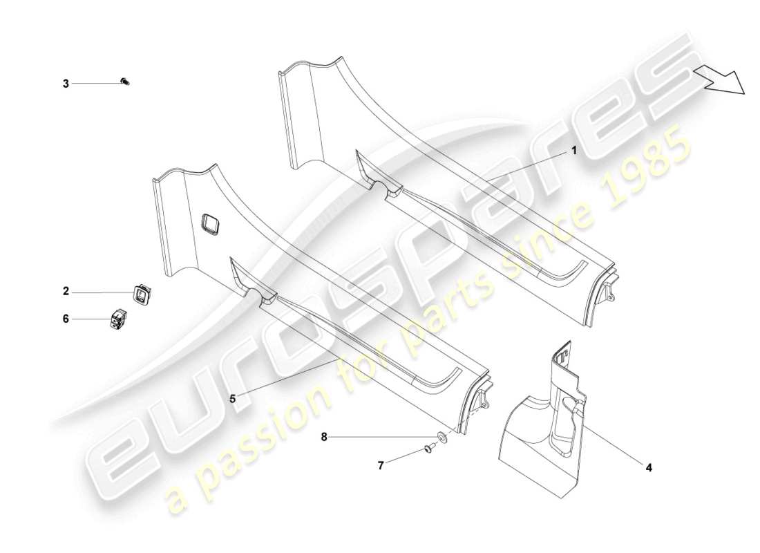 lamborghini lp550-2 spyder (2010) striscia di rivestimento soglia diagramma delle parti