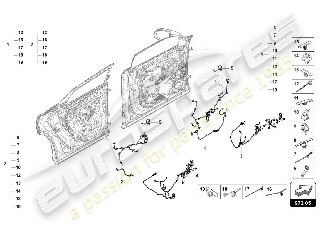 lamborghini urus (2020) set di cablaggio per porta schema delle parti