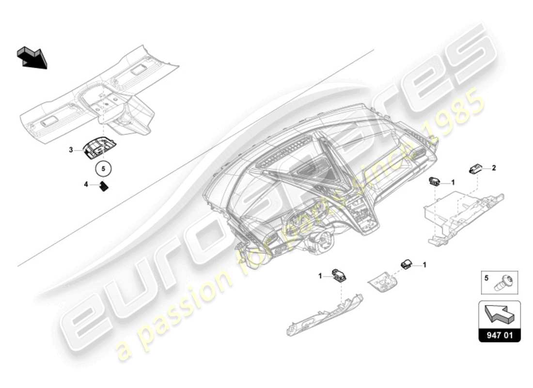 lamborghini revuelto coupe (2024) luce interna a led diagramma delle parti