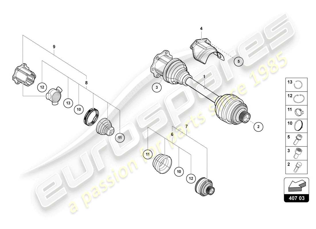 lamborghini urus s (2023) albero di trasmissione diagramma delle parti